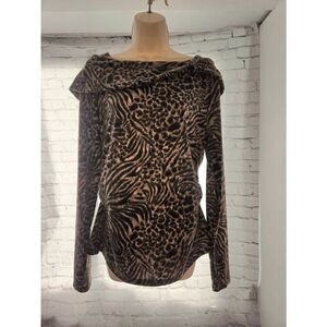 Rafaella Women's Size Large Leopard Print Blouse